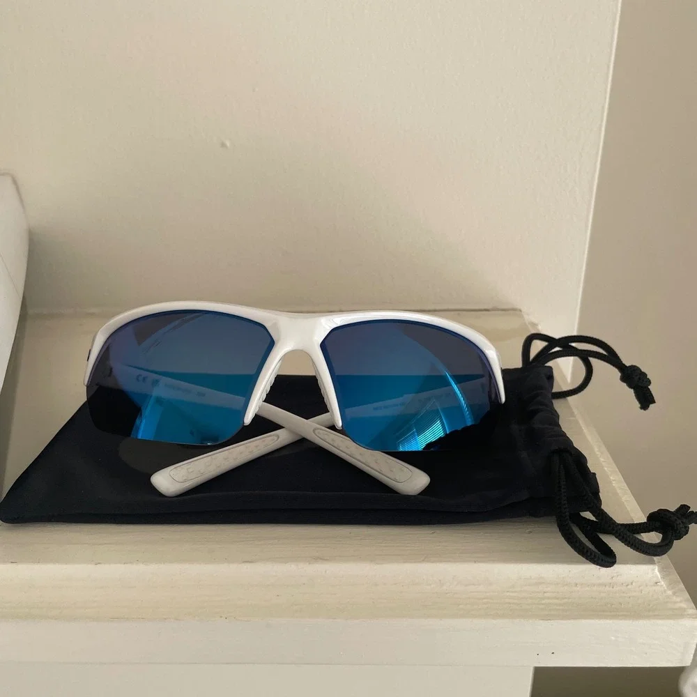 Nike Skylon Ace Sunglasses White Blue‎ Mirror Lens Sport EV1125 104 New Box
